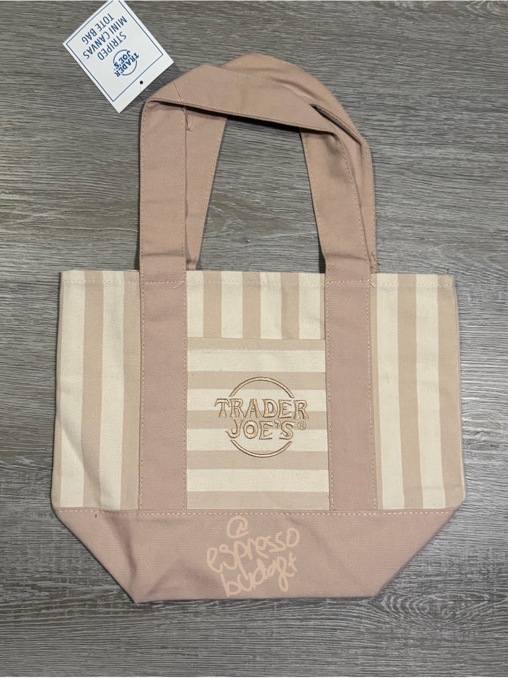 Trader Joe's Set of 12 Mini Tote Bag - Pastel Stripe (Mint, Pink, Blue, Beige) - Picture 5 of 5
